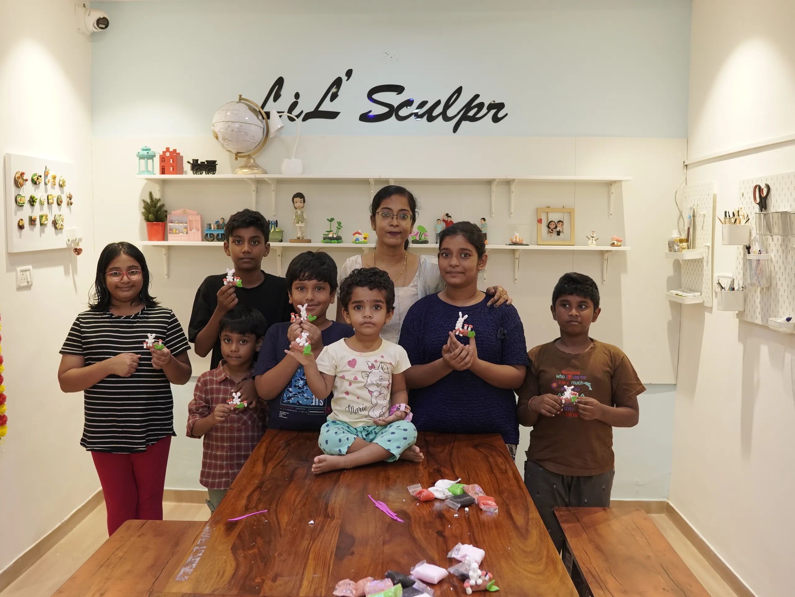 Clay modelling activities for kids at Lil Sculpr Academy