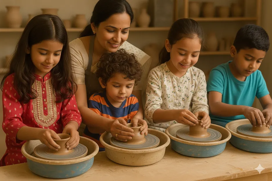 Terracotta Wheel Throwing Pottery Class Chennai